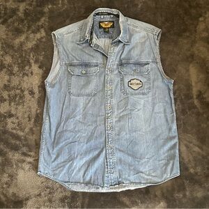 Harley-Davidson Men's Sleeveless Denim Biker Vest